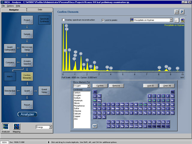 Oxford EDS screenshot