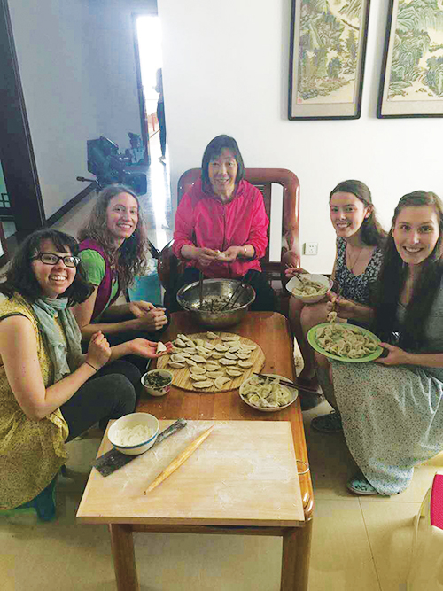 Making chinese dumplings during summer study