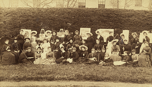 Ladies' College Art students with teacher, Mrs. Townsend, 1886