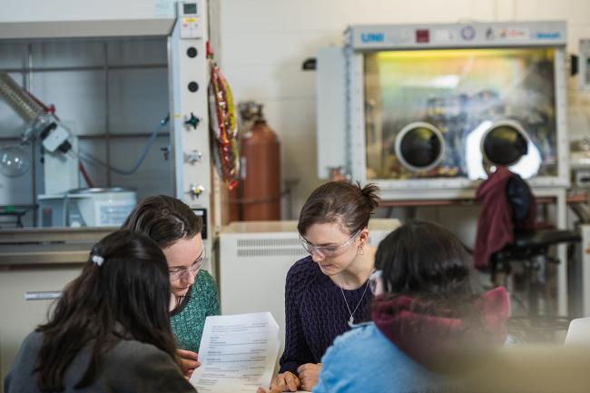 Chemistry students in a lab.