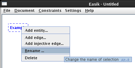 Selecting to rename an entity